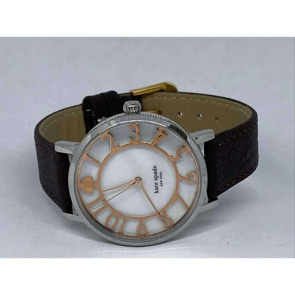 Kate Spade New York 0782 Women Brown Leather White Analog Dial Wrist Watch XX611